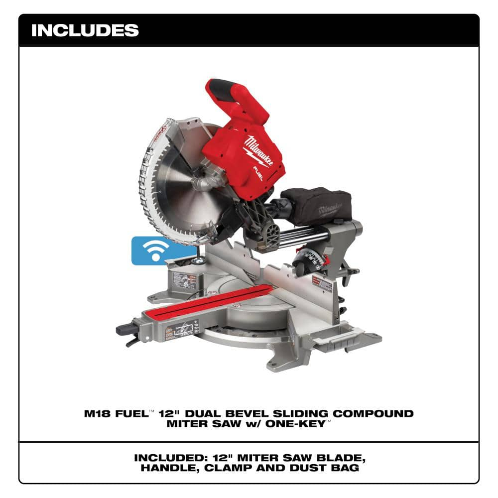 Milwaukee M18 FUEL 18V Lithium-Ion Brushless Cordless 12 in. Dual Bevel Sliding Compound Miter Saw (Tool-Only) 2739-20