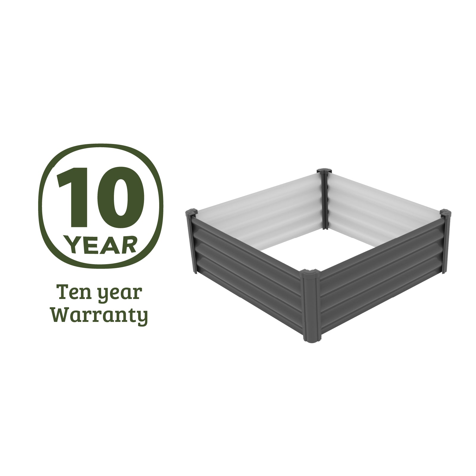 The Organic Garden Co 4' W x 4' L x 1' H Metal Square Garden Bed for growing flowers, vegetables and herbs - Woodland Gray