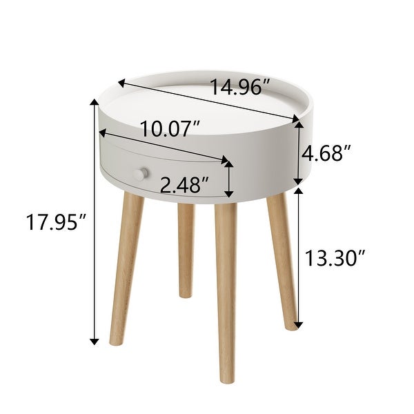 Round Side Table with 4-Legs ofd 1-Drawe