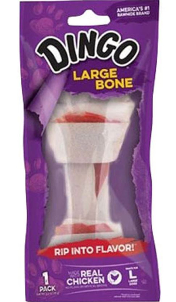 Dingo Rawhide Dog Bone， Chicken， Large