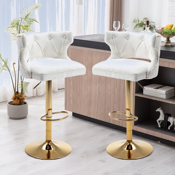 Modern 2PCS Bar Stools With Back and Footrest Counter Height