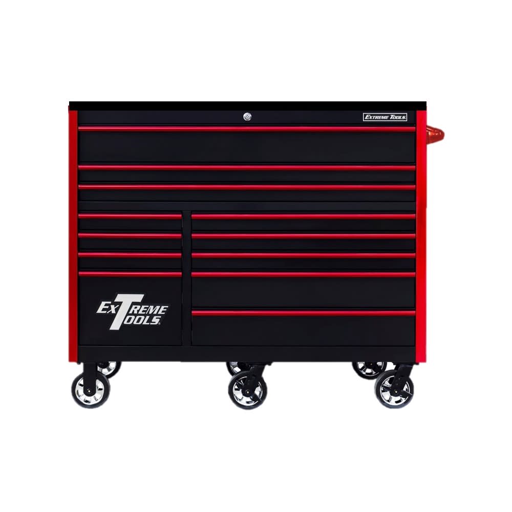 Extreme Tools 55 Black Roller Cabinet with Red Drawer Pulls