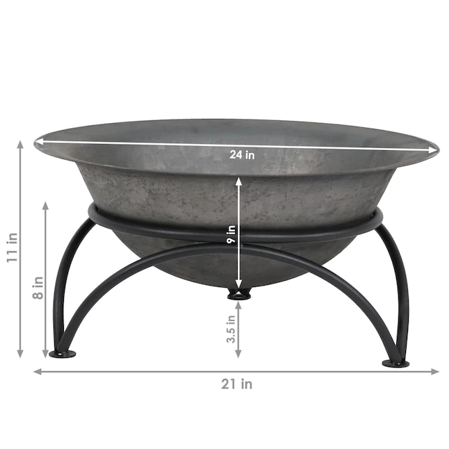 Sunnydaze Decor RCM-LG652 24-in W Grey Cast Iron Wood-Burning Fire Pit