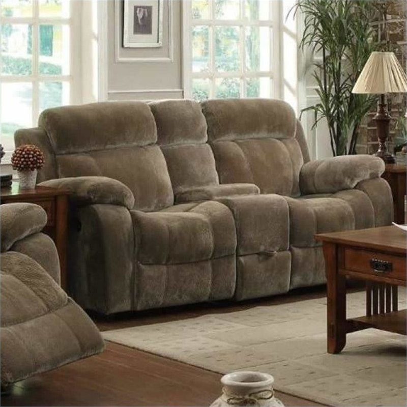 Bowery Hill 19 quotTransitional Velvet Gilder Reclining Loveseat in Mocha Brown   Loveseats   by Homesquare  Houzz