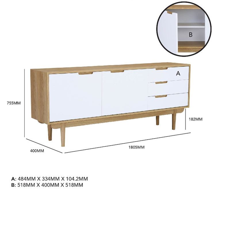 NAKULA Sideboard Buffet 180cm - Natural & White