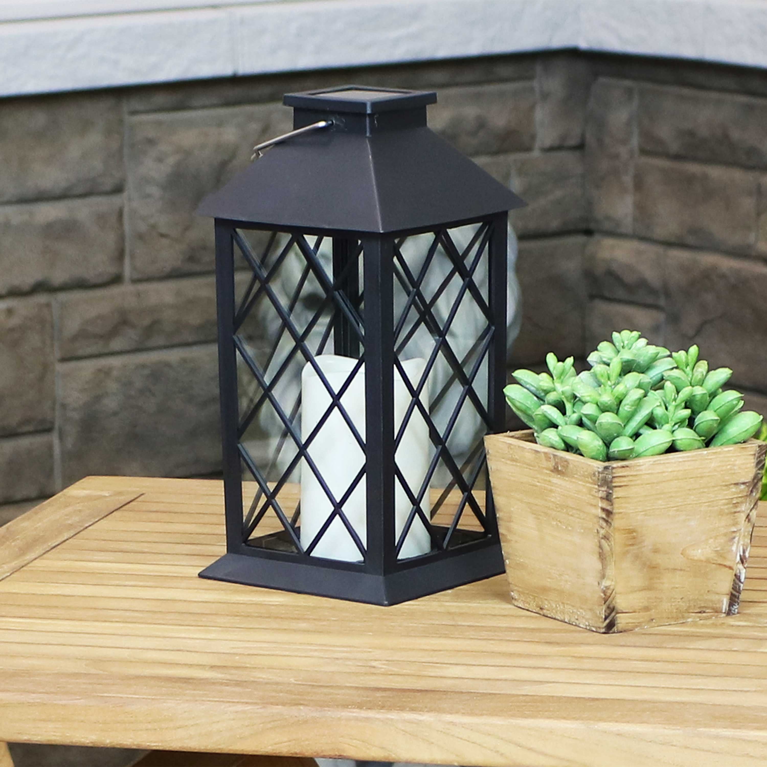 Sunnydaze Outdoor Concord Hanging Tabletop Solar LED Rustic Farmhouse Decorative Candle Lantern - 11