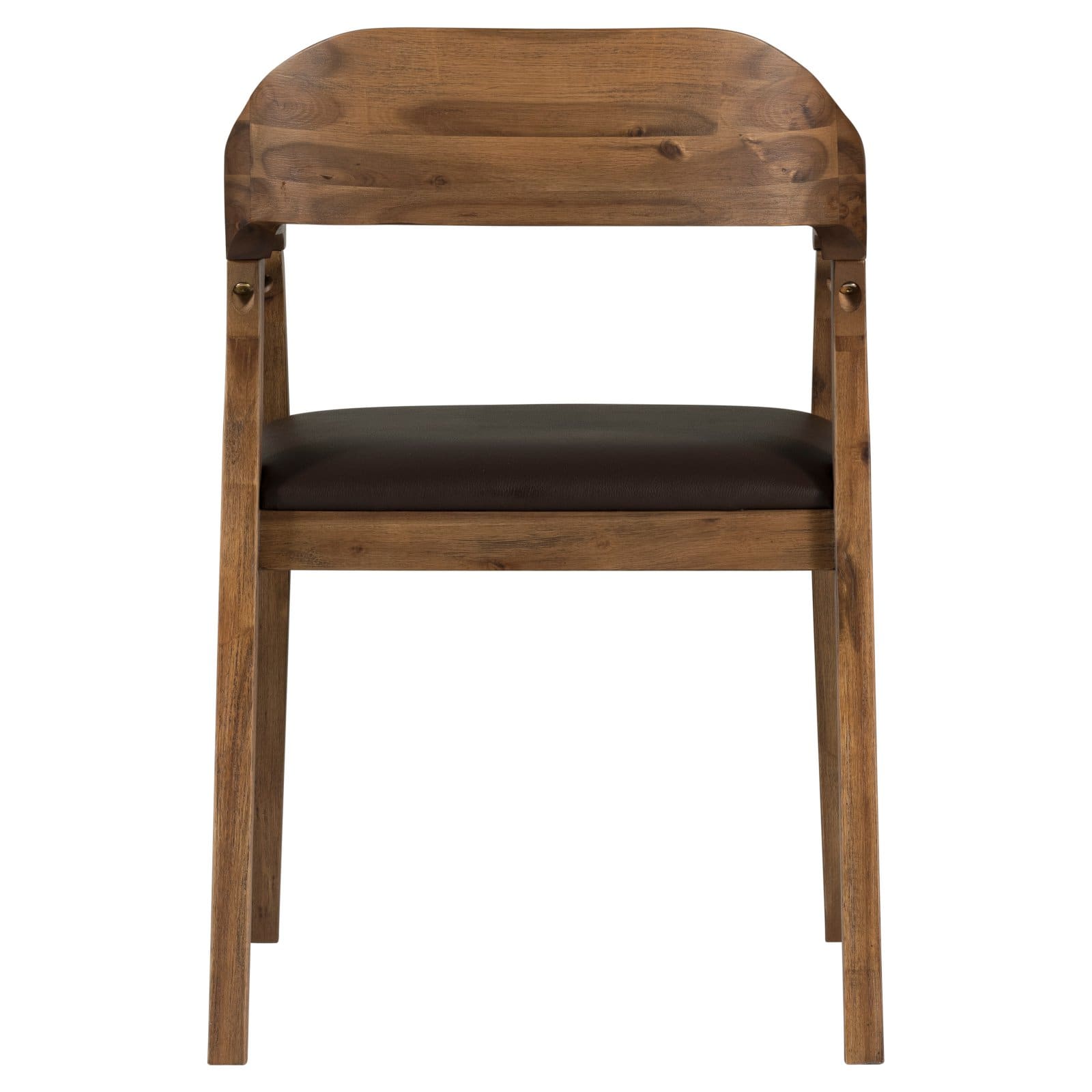 Boraam Rasmus Wood and Faux Leather Dining Armchair， Chestnut Wire-Brush Finish