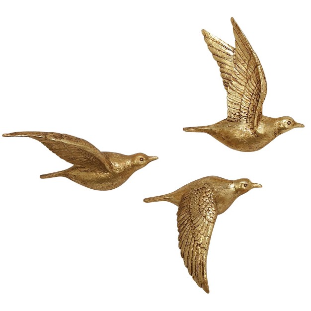 Bird Metallic 3d Sculpted Wall Decor Set Of 3 Brown Olivia amp May