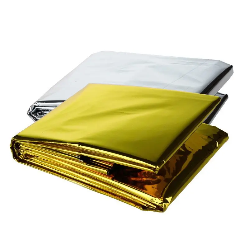 Biumart Emergency Survival Blanket Gold Silver First Aid Mylar Thermal Blankets For Outdoor Camping Hiking Rescue Keep Warm