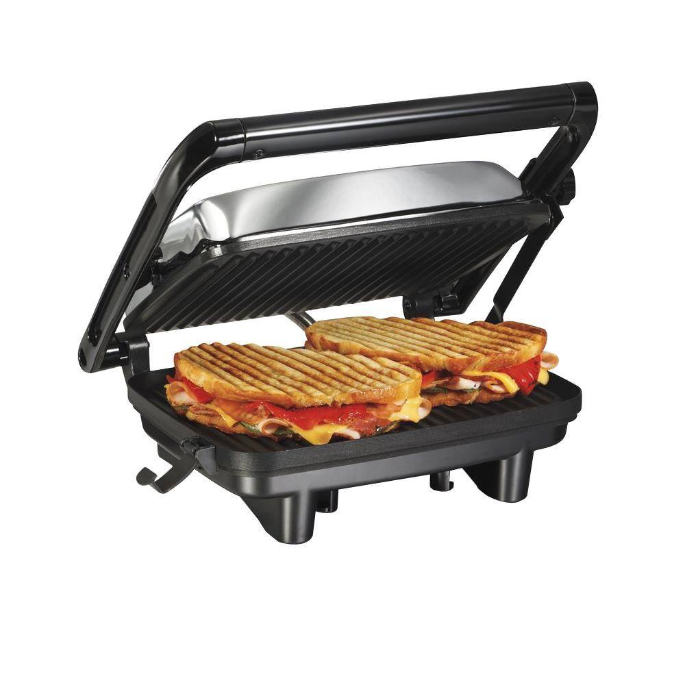 Hamilton Beach 1400 W Chrome Non-Stick Panini Press 25460Z