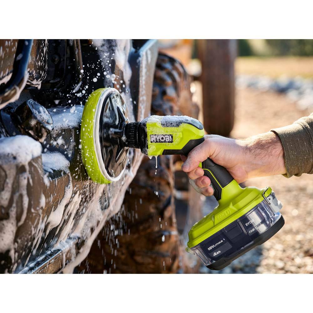 RYOBI ONE+ 18V Cordless Power Scrubber (Tool Only) with 6 in. 4-Piece Microfiber Cleaning Kit P4510-A95MFK2