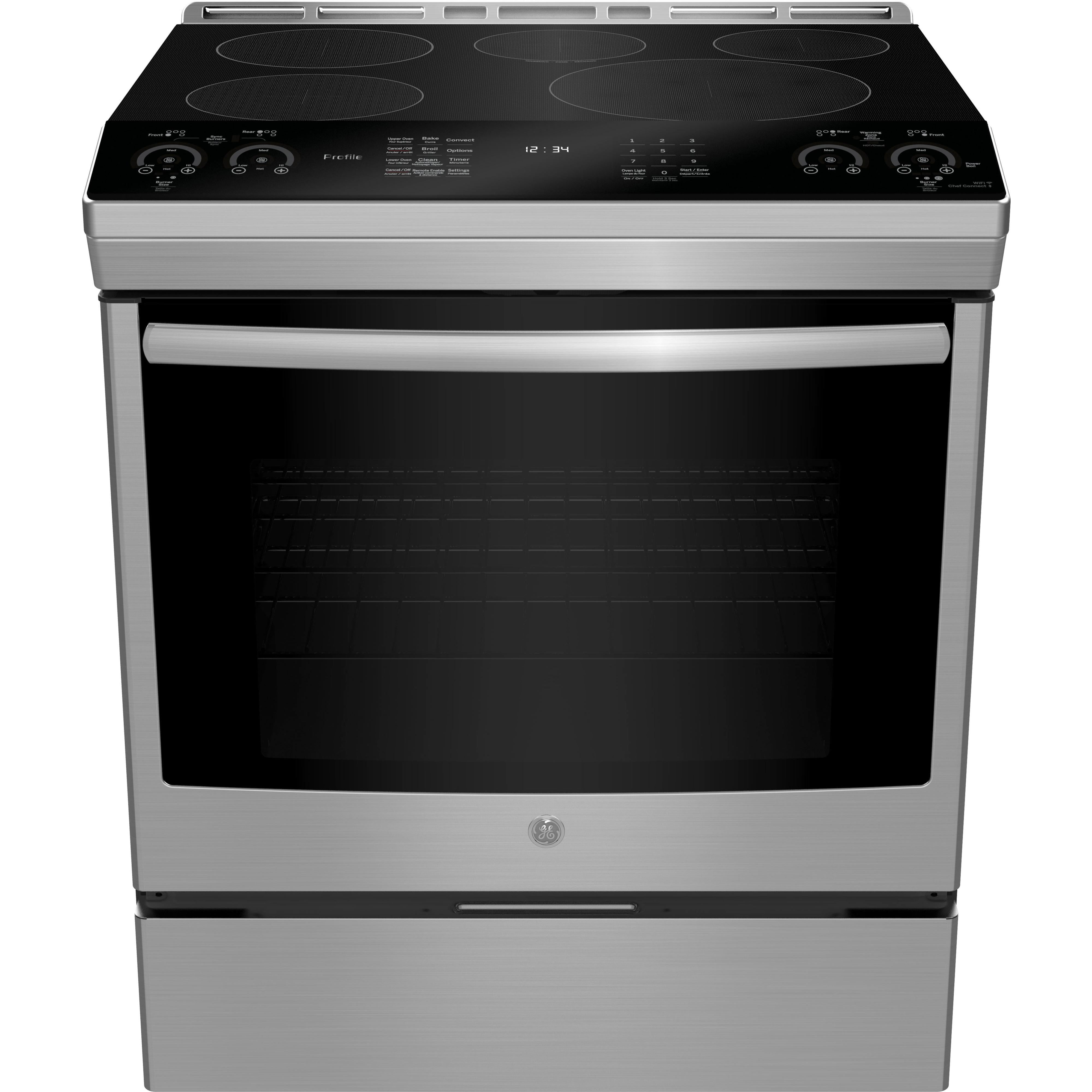 GE Profile 30-inch Slide-in Electric Induction Range with True European Convection Technology PCHS920YMFS