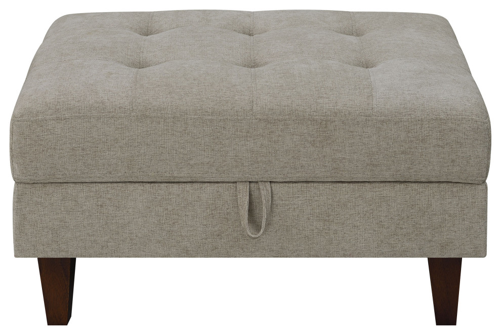 Barton Upholstered Tufted Ottoman Toast and Brown   Modern   Footstools And Ottomans   by Modon  Houzz