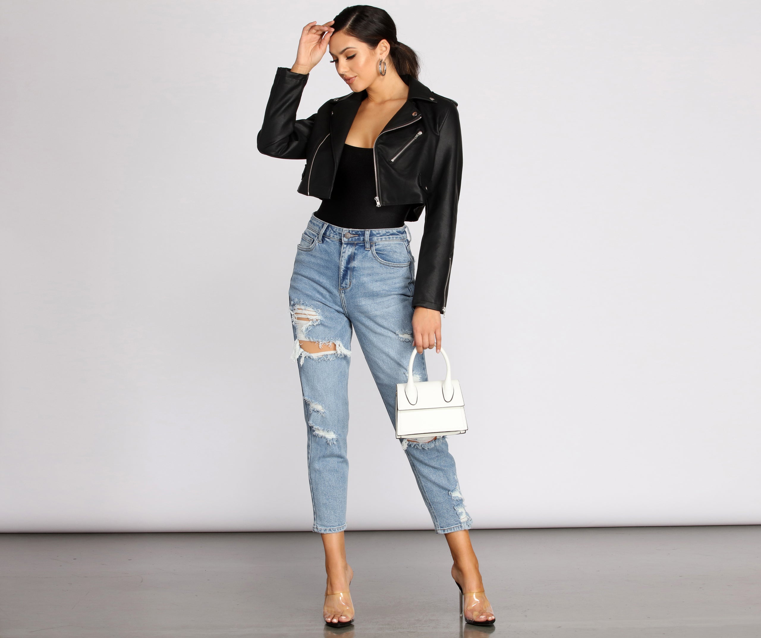 Chic And Cropped Faux Leather Jacket