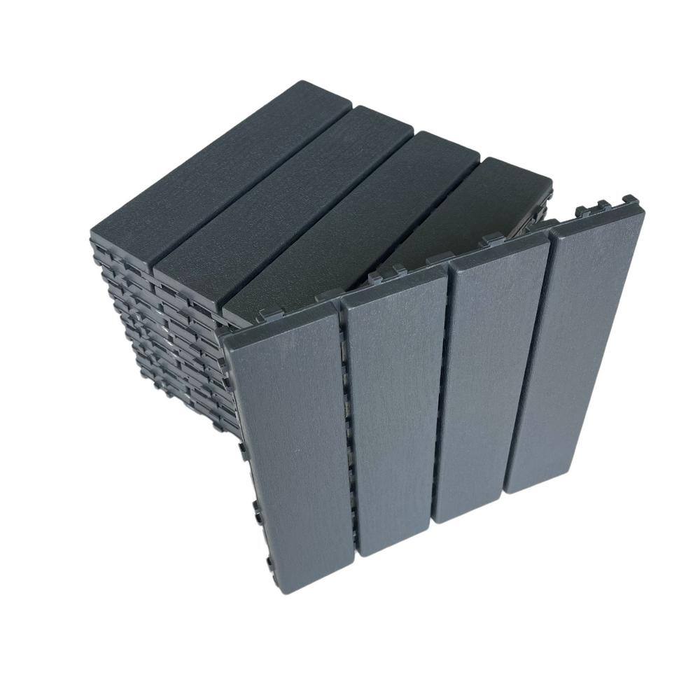 12 in. x 12 in. x 0.75 in. Outdoor Interlocking Polypropylene and Flooring Tiles in Dark Gray ( 44 Pack ) 44 sq. ft. W-ZCS-68