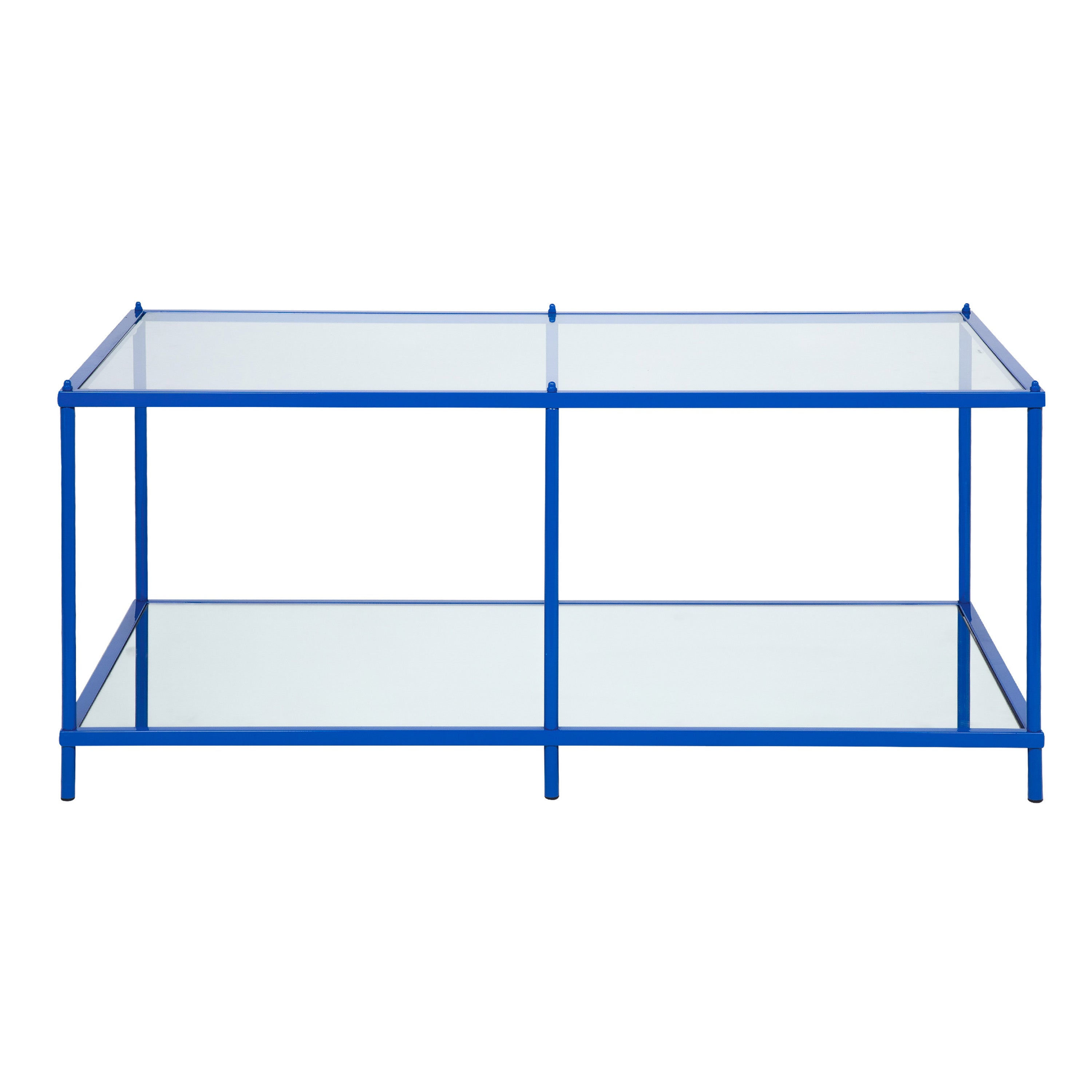 Furniture of America Tenne Contemporary Glass Top Rectangle Coffee Table, Blue