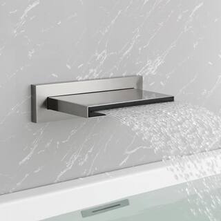 Magic Home High Flow ABS Bathtub Bathroom Sink Waterfall Wall Mount Tub Faucet Filler Brushed Nickel SL-H-LMU26189A1