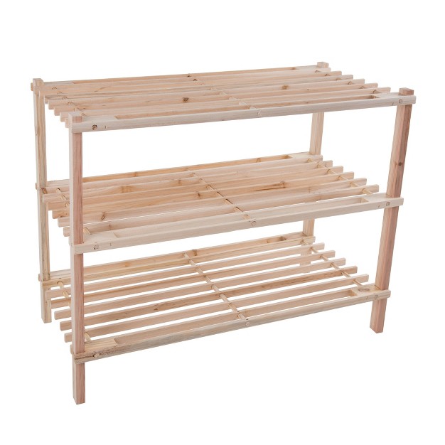 Hastings Home 3 tier Wooden Shoe Rack Organizes Up To 9 pairs Light Woodgrain