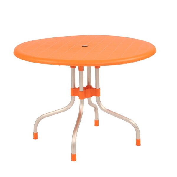 Delfino Plastic Resin Round Outdoor Patio Table