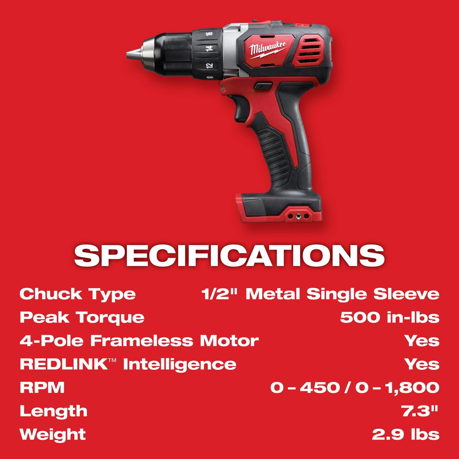 MW 18 V 1/2 in. Brushed Cordless Drill/Driver Tool Only