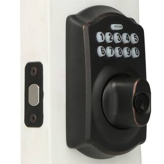 Schlage Camelot Aged Bronze Electronic Keypad Deadbolt BE365 V CAM 716