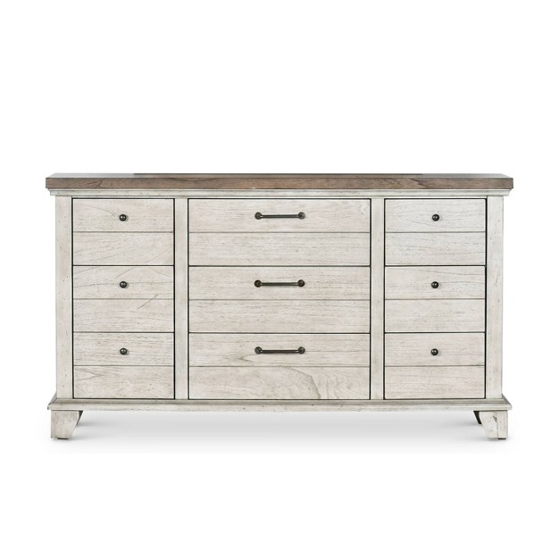 Bear Creek 9 Drawer Dresser Rustic Ivory honey Steve Silver Co