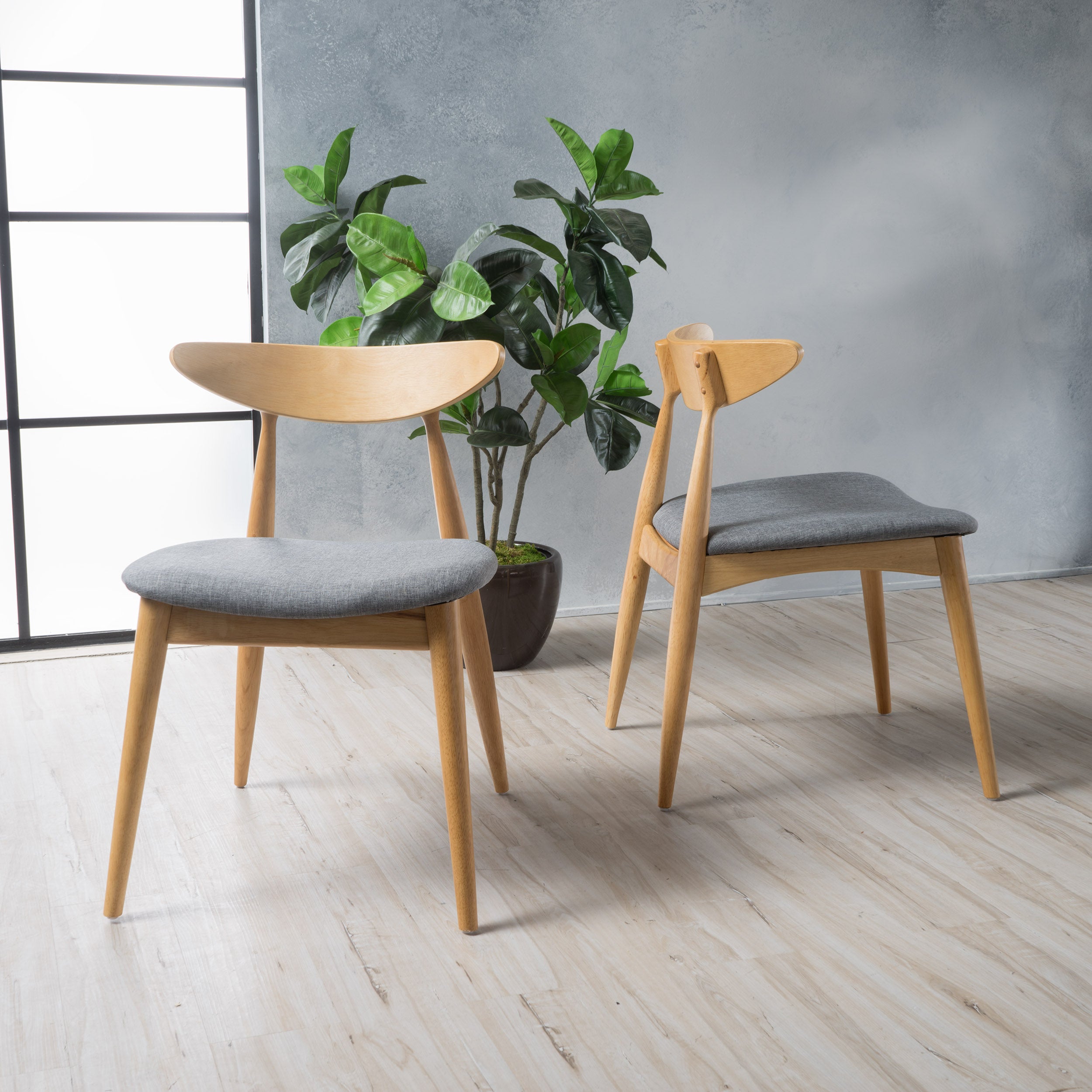 Issaic Mid-Century Modern Design Wood Dining Chairs (Set of 2)