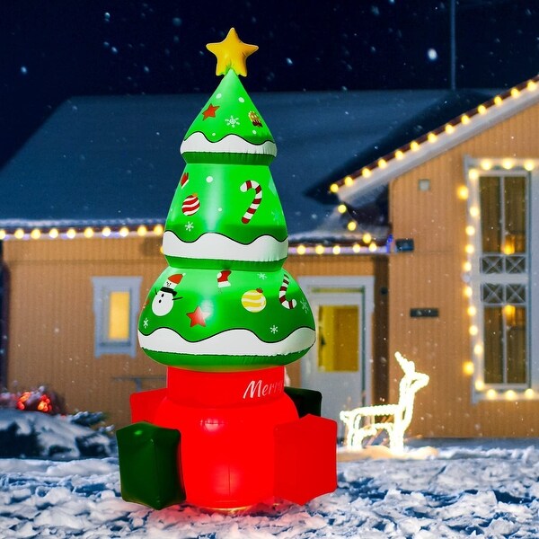 5.6 FT Christmas Inflatable Tree Blow Up Xmas Trees with Multicolor LED Lights