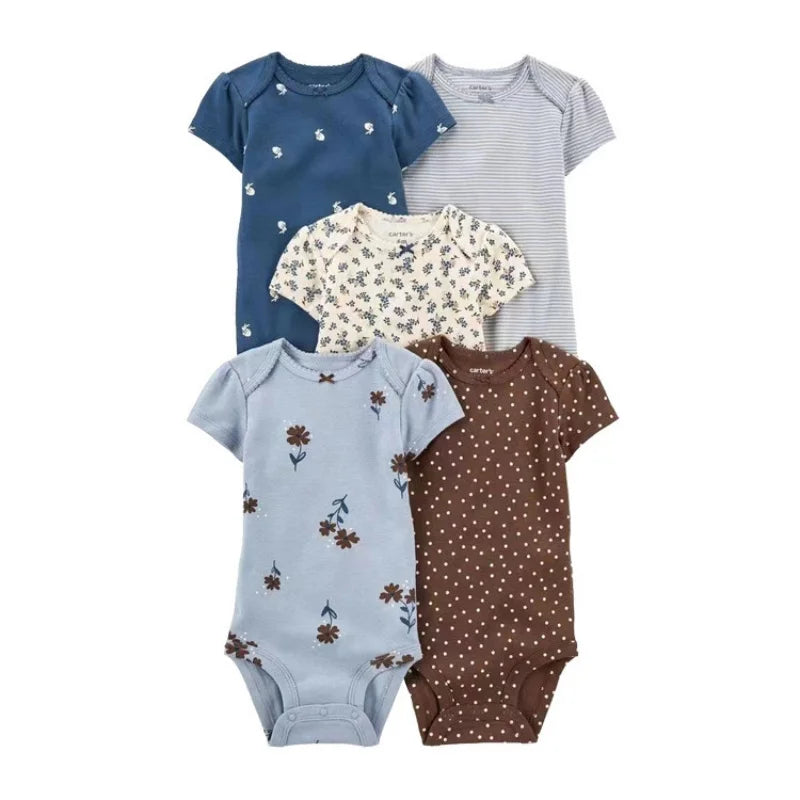 5Pcs Summer Newborn Baby Girls Boys Clothing Toddler Bodysuits Short Sleeve Kids Clothes Cotton Cartoon Ropa Bebe Jumpsuit 6-24M