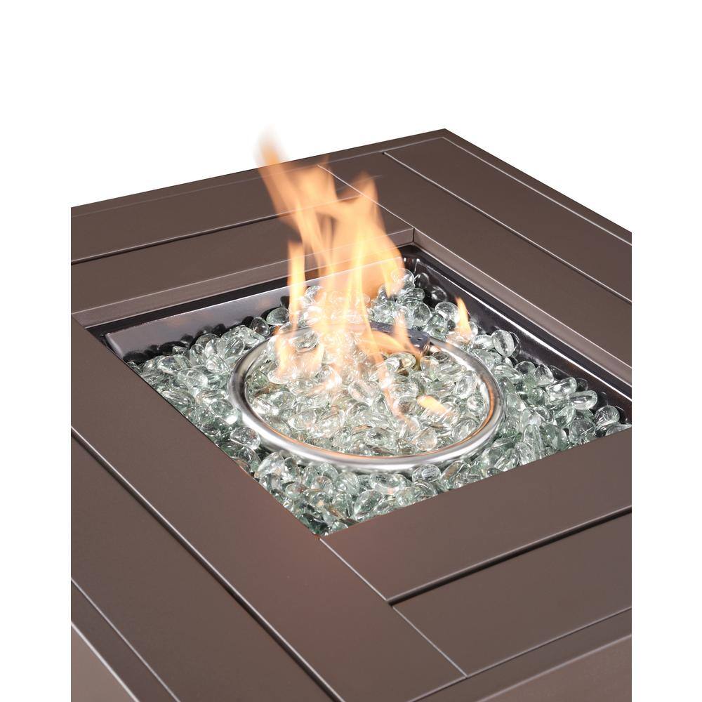 28 in. Square Wicker Outdoor Patio Propane Fire Pit Table with Lid ZQ-UPEBR