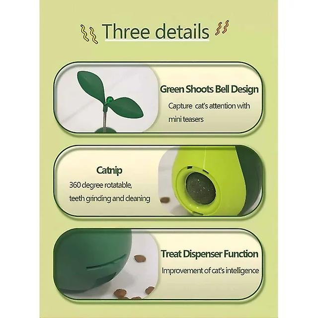 Green avocado shape with cat  mint ball interactive for cat toy