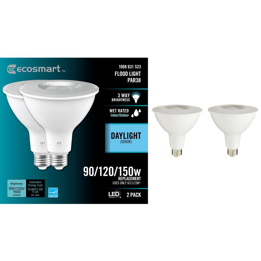 EcoSmart 90120150-Watt Equivalent PAR38 3-Way Spot Energy Star Dimmable CEC LED Light Bulb Daylight (2-Pack) FG-04305