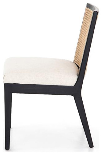 Modern Classic Black Cane Wood Frame White Performance Dining Side Chair   Tropical   Dining Chairs   by HomeCraftDecor  Houzz