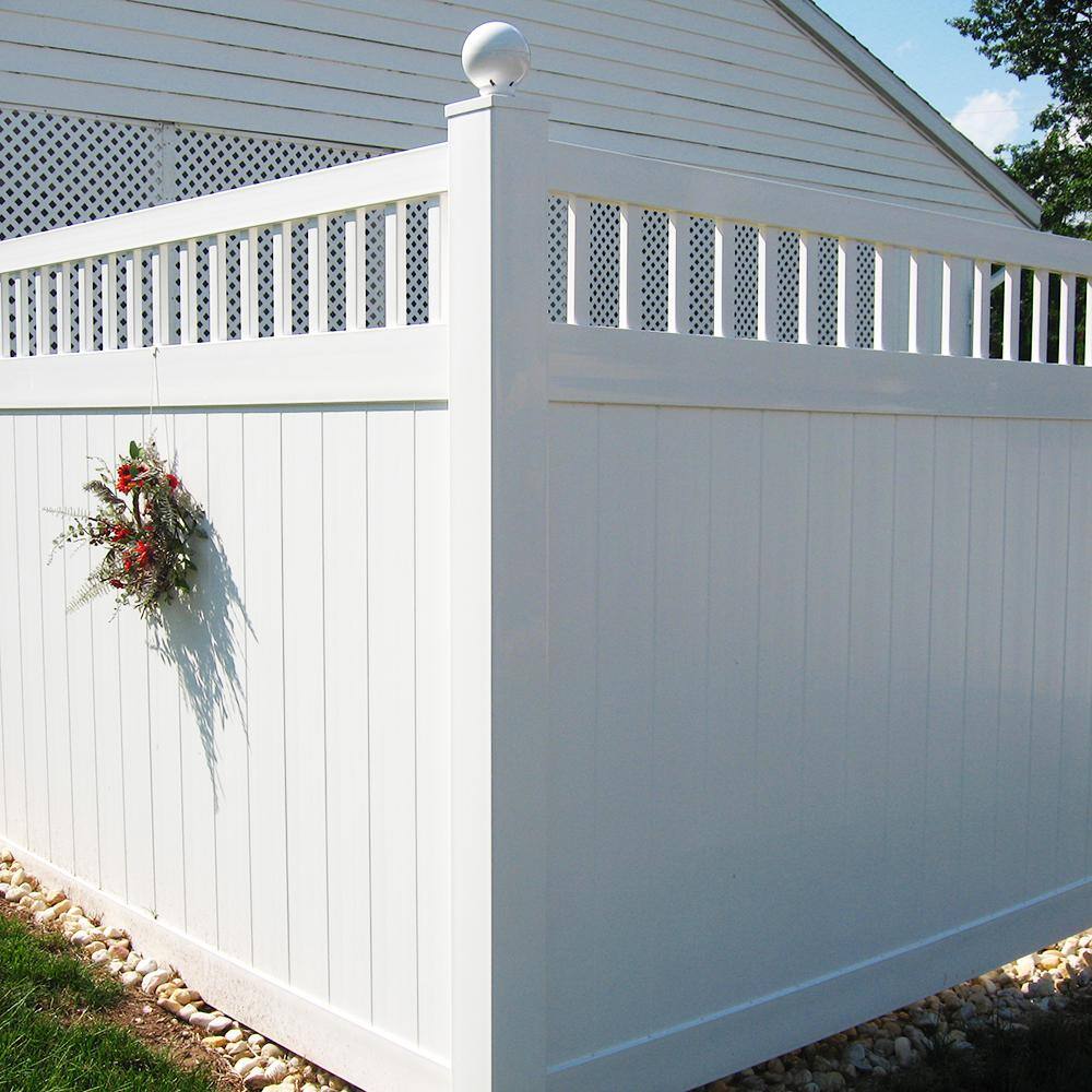 Weatherables Mason 6 ft. H x 8 ft. W White Vinyl Privacy Fence Panel Kit PWPR-CT-6X8