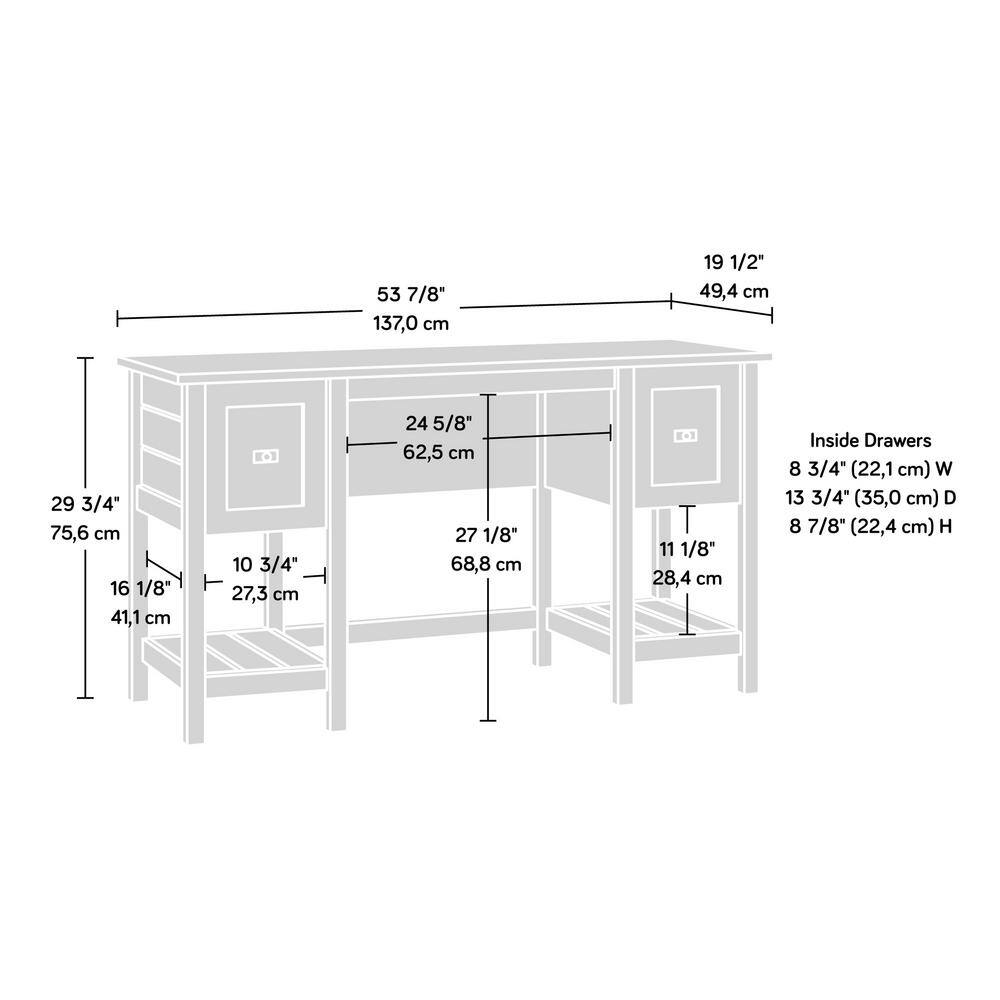 SAUDER Cottage Road 53.937 in. Raven Oak Computer Desk with File Storage 431265