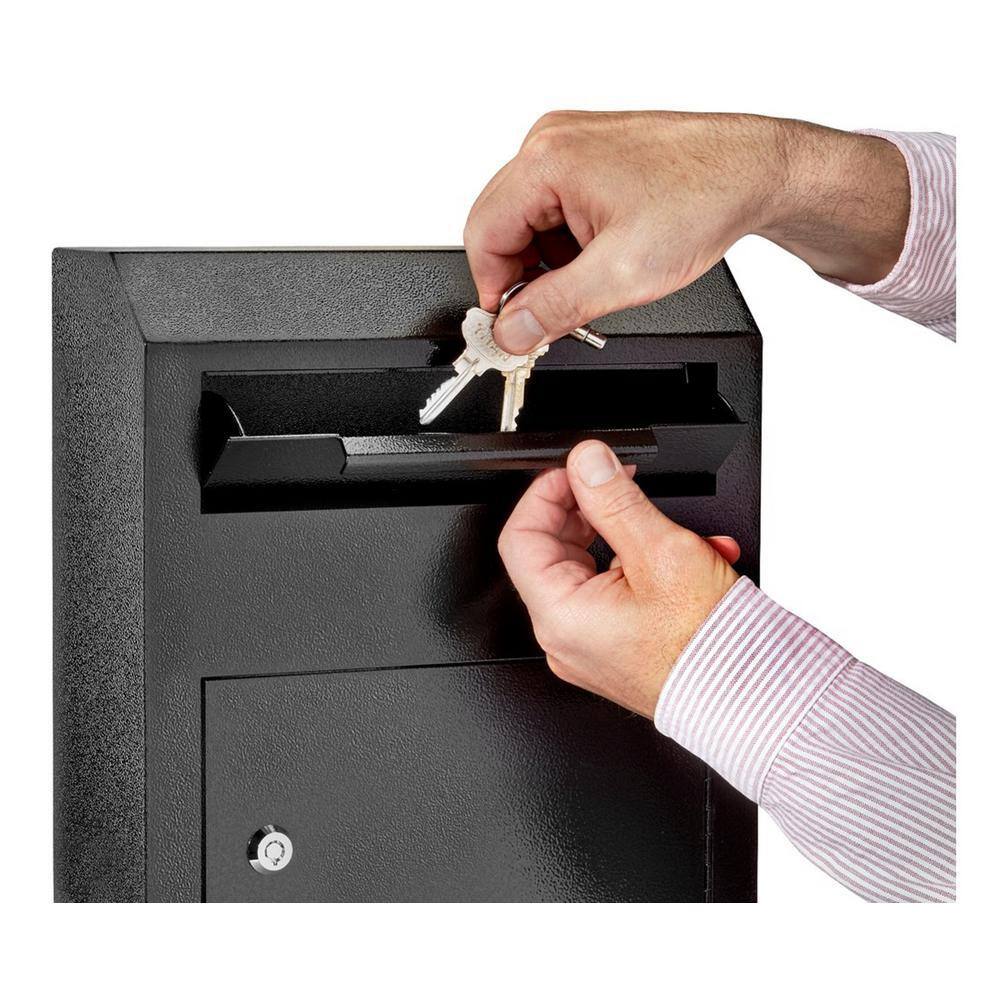 AdirOffice Black Heavy-Duty Secured Safe Drop Box with Mailbox 631-07-BLK-PKG