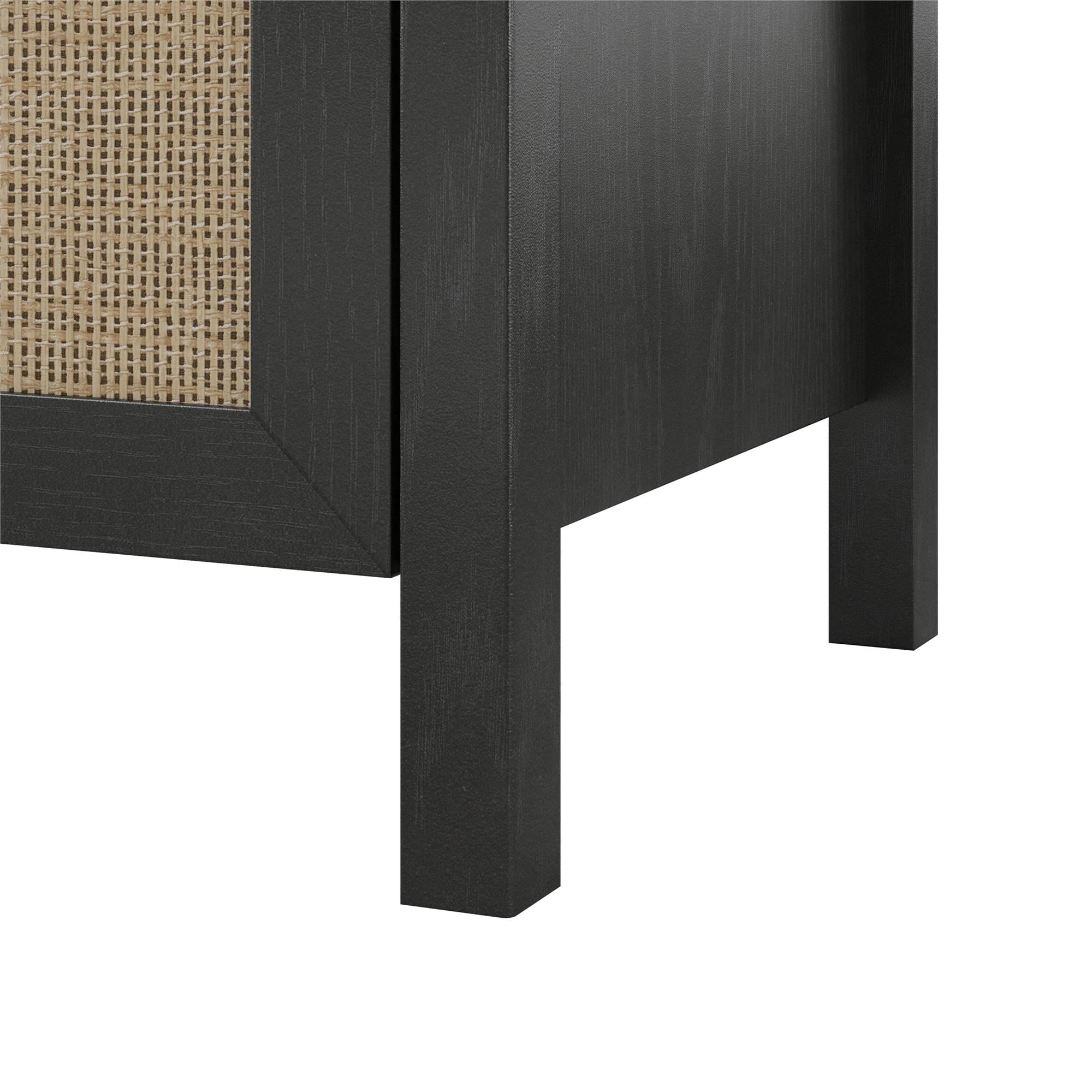 Queer Eye Wimberly 3 Drawer Dresser, Black Oak with Faux Rattan