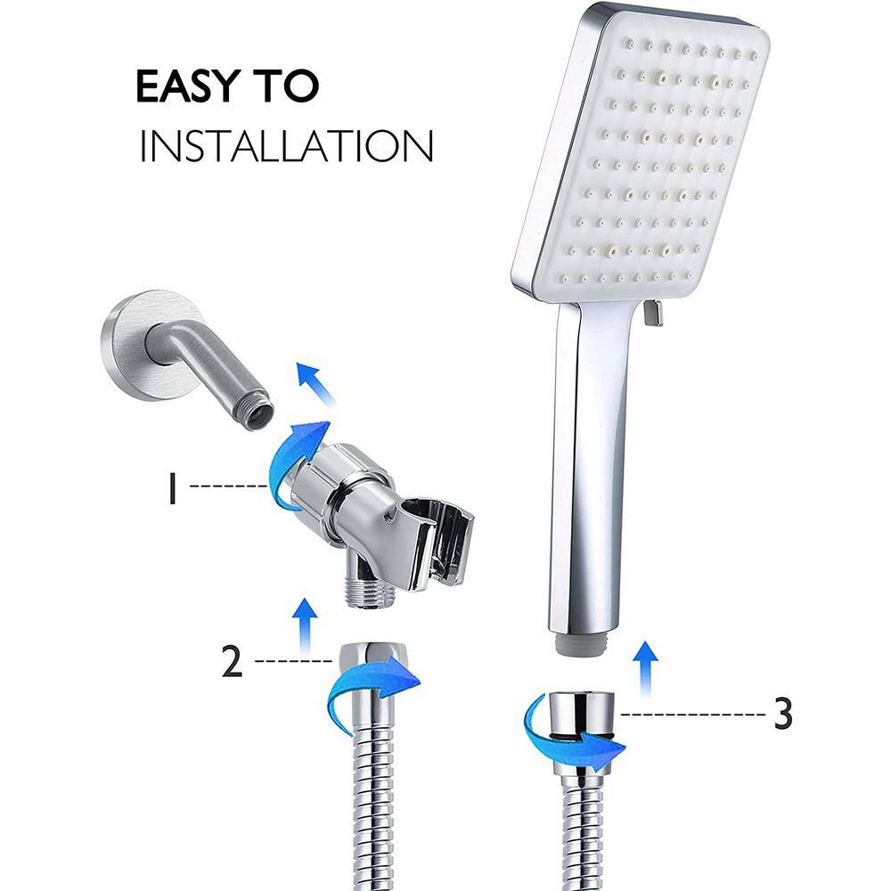 PROOX 6-Spray Patterns with 1.8 GPM 4 in. Wall Mount Handheld Shower Head in Chrome PRAC117CH