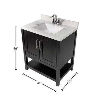 Amluxx Tufino 31 in. Bath Vanity in Espresso with Cultured Marble Vanity Top w Backsplash in Carrara White with White Basin TF30ES-T31CRB