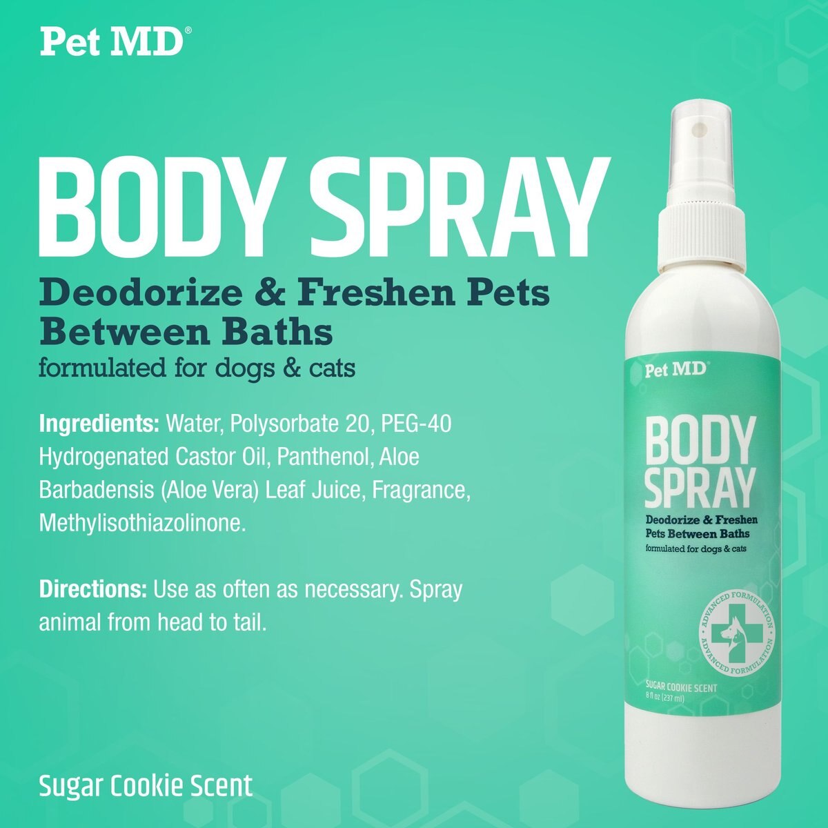 Pet MD Deodorizing Sugar Cookie Cat and Dog Body Spray， 8-oz bottle