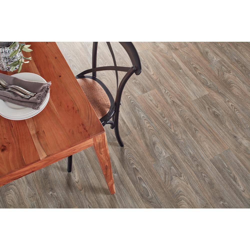 TrafficMaster Scorched Walnut Grey Wood 10 MIL x 12 ft. W x Cut to Length Waterproof Vinyl Sheet Flooring C9450407C895P14