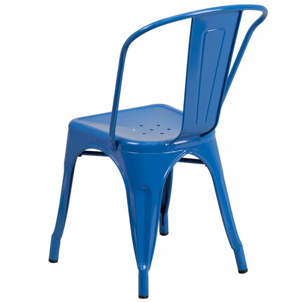 Perry Commercial Grade Blue Metal Indoor-Outdoor Stackable Chair