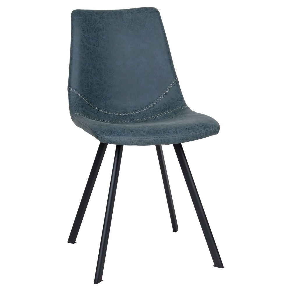 LeisureMod Markley Modern Leather Dining Chair With Metal Legs