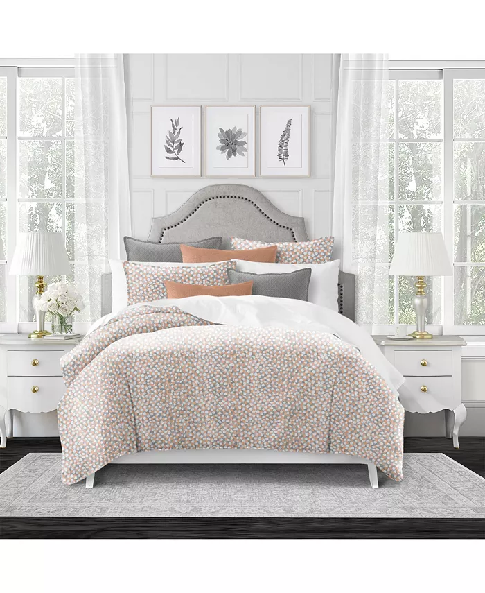 6ix Tailors Fine Linens Laight Prairie Peach Full Double Duvet Cover and 2 Shams Set， Plus 2 Bonus Cushions