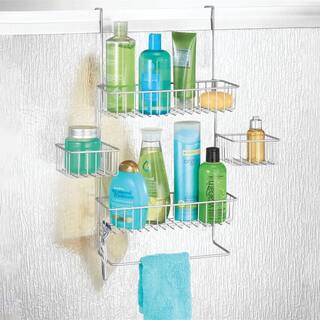 Dracelo Suction Cup Mounted Bathroom Shower Caddy Over the Door Hanging Rack with Soap Dish and Towel Hooks in Chrome B07TCBBF86