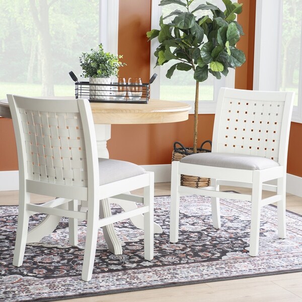 McCollum White Armless Woven Dining Side Chair (Set of 2)