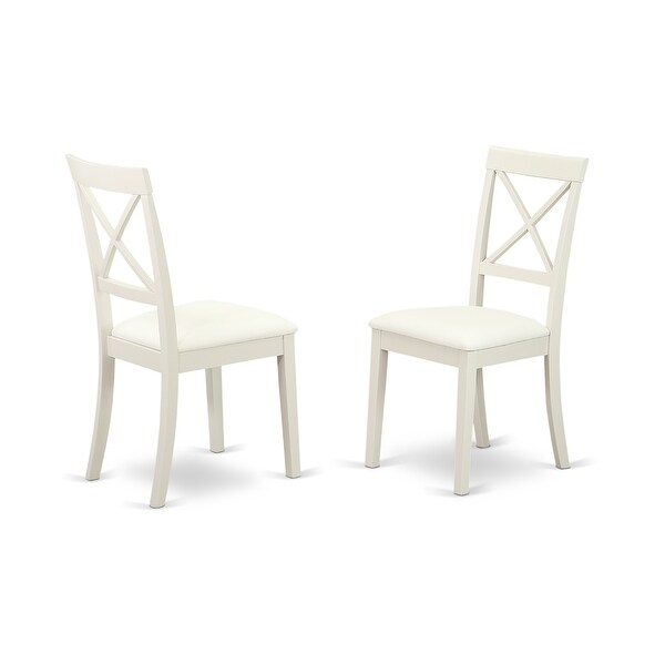 East West Furniture Linen White Finish Boston X- back Chair with Faux Leather Seat (Set of 2) - BOC-WHI-LC