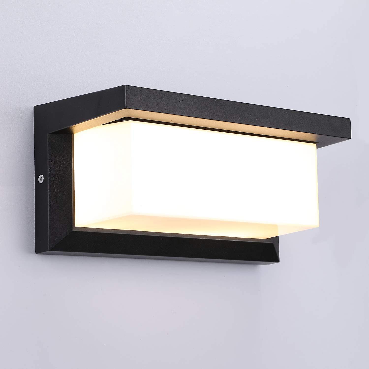 12w Outdoor Led Wall Light Waterproof Ip66 Anthracite Square Wall Light Metal Bulkhead Wall Sconce Light Outside Warm White Led Wall Lamp For Balcony