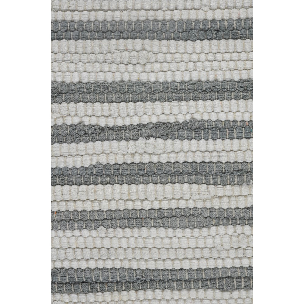 Ox Bay Gray and White Striped Jute Bordered Throw Pillow