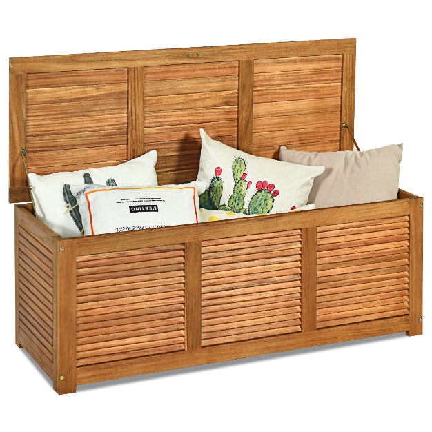 Costway 47 Gallon Deck Storage Acacia Wood Organization Toys Cushions Tools